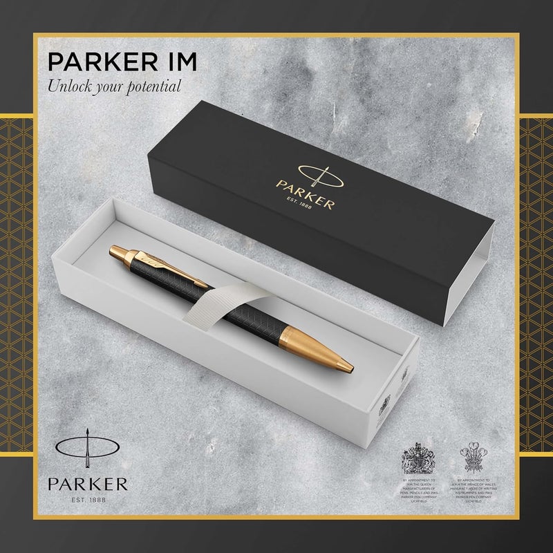 باركر Parker im ballpoint pen | premium black with gold trim | medium point ink refill | gift box | 8596, 1931667 - Image 2